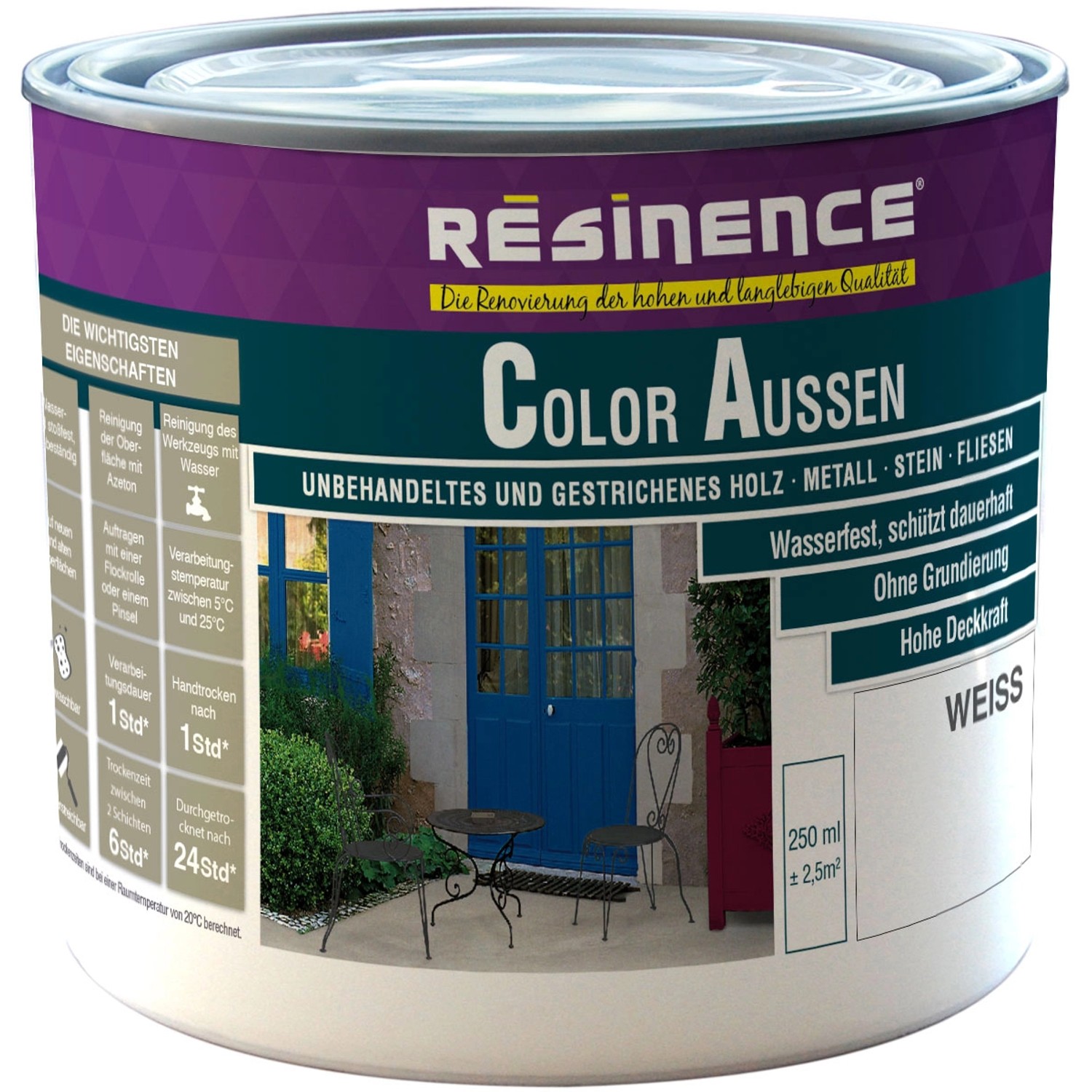 Resinence Color Aussen Weiß Seidenmatt 250 ml von Resinence