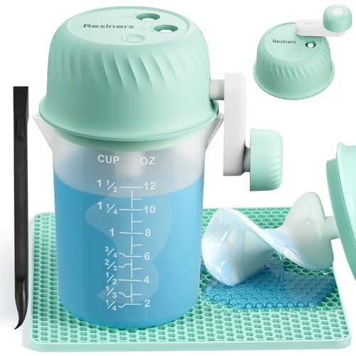 Resiners Auto Resin Mixer Harzmischer, Handkurbel Epoxidharzmischer Paddel Silicongummimatte Mischbecher Set, Minimale Blasen, Einfach zu reinigen, Harz mischer Epoxidharz Mischerstäbchen von Resiners