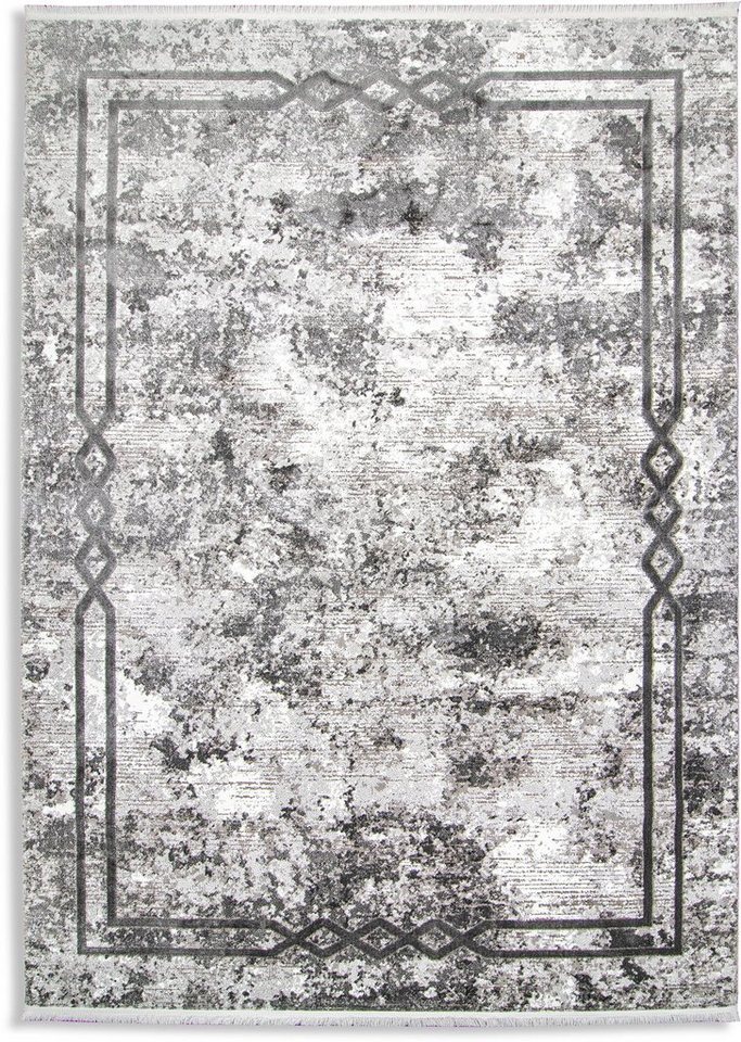 Läufer Oslo 2220, RESITAL The Voice of Carpet, rechteckig, Höhe: 12 mm, Kurzflor, modernes Design, Hoch-Tief Effekt, mit Bordüre & Fransen von Resital The Voice Of Carpet