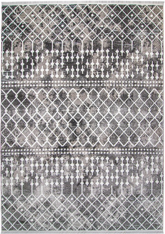 Teppich Oslo 2230, RESITAL The Voice of Carpet, rechteckig, Höhe: 12 mm, Kurzflor, Rauten Muster, mit Fransen von Resital The Voice Of Carpet