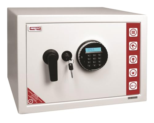 RESKAL – Sicherheitstresor 38,5 l, elektronischer Code, Notschlüssel und Alarm – 2 Riegel à 20 mm, Innenbeleuchtung, einteiliger Stahl – Korrosionsbeständigkeit, LCD-Display – Maße 310 x 430 x 375 mm von Reskal