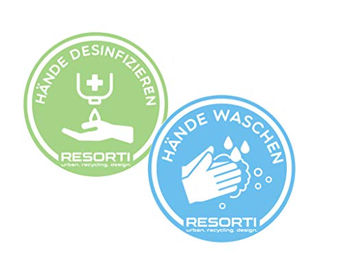 Resorti Aufkleber 2er Set Symbol für Hygienehinweis (Hände waschen & Hände desinfizieren) von Resorti
