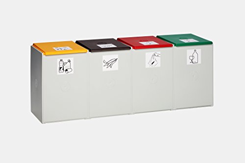 Resorti Wertstoffsammler Karat 40 Liter Deckel und Klemmring in 4 Größen erhältlicher Abfallbehälter Abfalleimer Abfalltrenner Mülleimer (4er) von Resorti