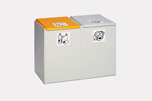 Resorti Wertstoffsammler Karat 60 Liter Deckel und Klemmring in 4 Größen erhältlicher Abfallbehälter Abfalleimer Abfalltrenner Mülleimer (2er) von Resorti