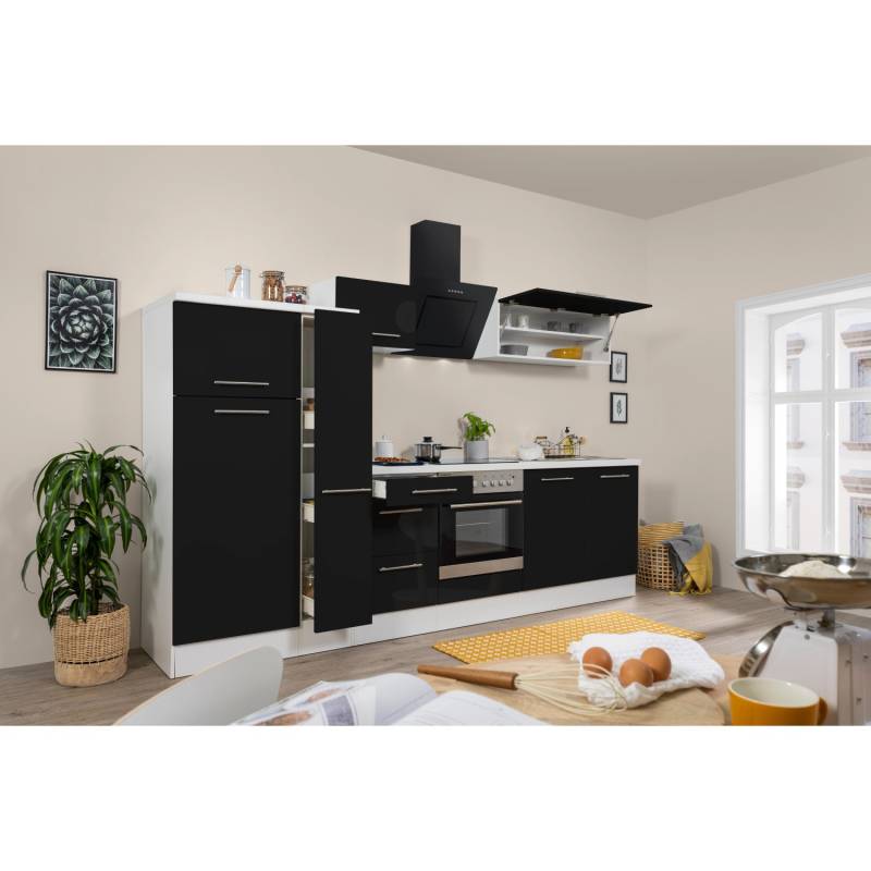 Respekta Premium Küchenzeile 300 cm Schwarz Hochglanz-Weiß von Respekta Premium