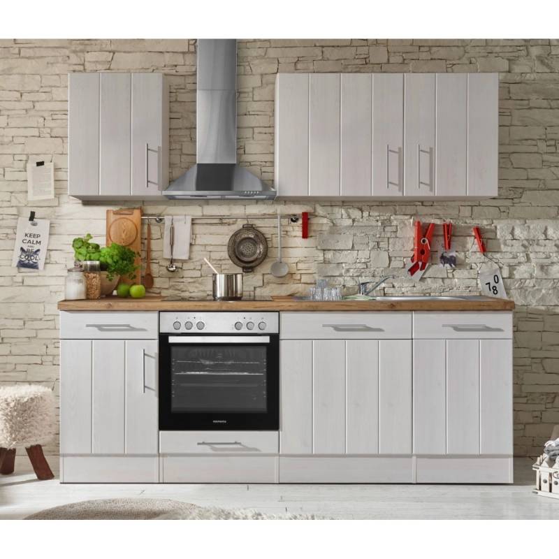 Respekta Premium Küchenzeile Landhaus 220 cm Lärche Weiß Matt (DAH CH22058IXB) von Respekta Premium