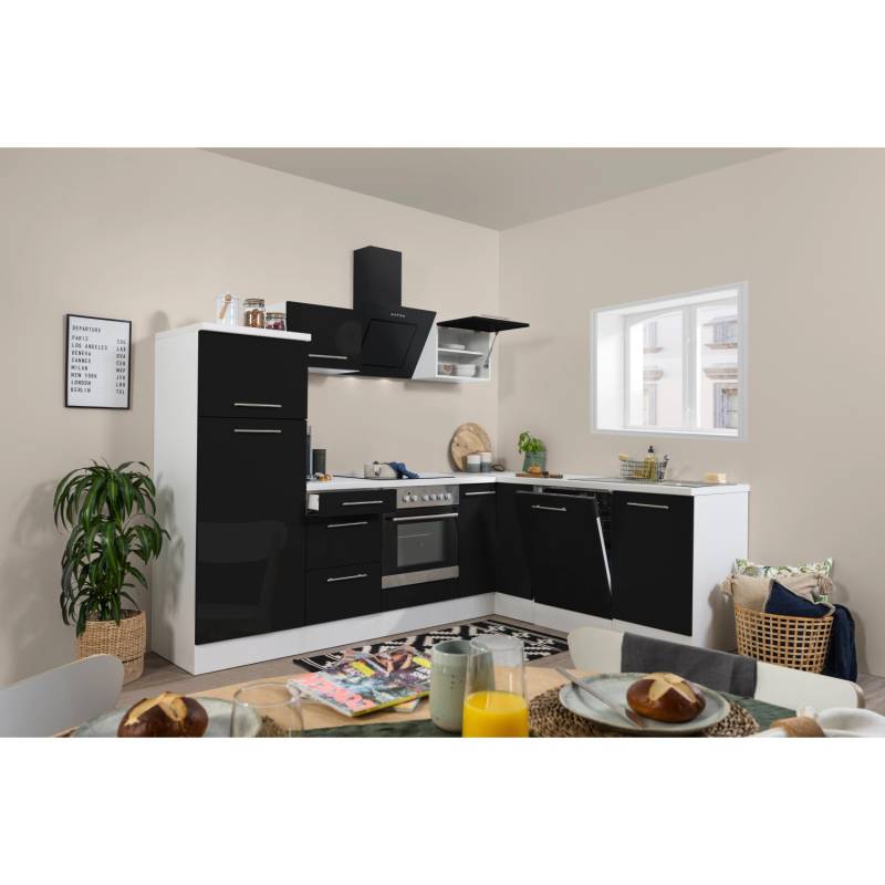 Respekta Premium Winkelküche 260 x 200 cm Schwarz Hochglanz-Weiß von Respekta Premium