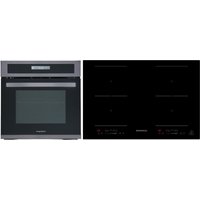 Backofen Herd Kochfeld Herdset Induktion Black Steel 2 Flexzonen Slider Respekta von Respekta