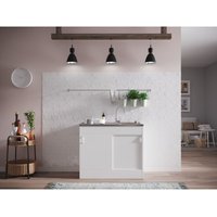 Komplettspüle Spüle Unterschrank mit Schiebetüren 100 x 50 cm Weiß Respekta von Respekta