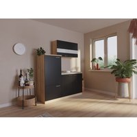 Küche Miniküche Single Eiche Schwarz Kühlschrank Luis 160 cm Respekta von Respekta
