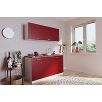 Küche Miniküche Singleküche Luis 150cm Einbau Weiß Rot ohne Kühlschrank Respekta von Respekta