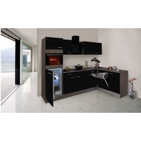 RESPEKTA Küchenzeile »KBL280EYGS«, mit E-Geräten, Gesamtbreite: 280 cm - schwarz von Respekta