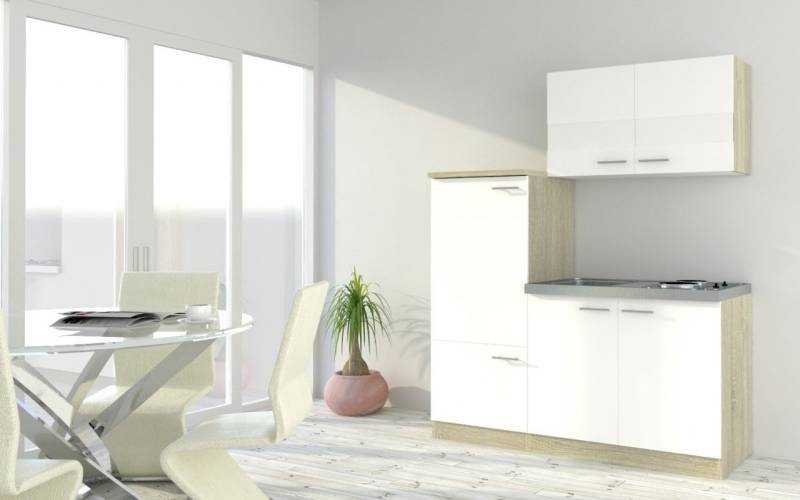 Respekta Economy Küchenblock 160 cm weiß, Eiche Sonoma, KB160ESW von Respekta