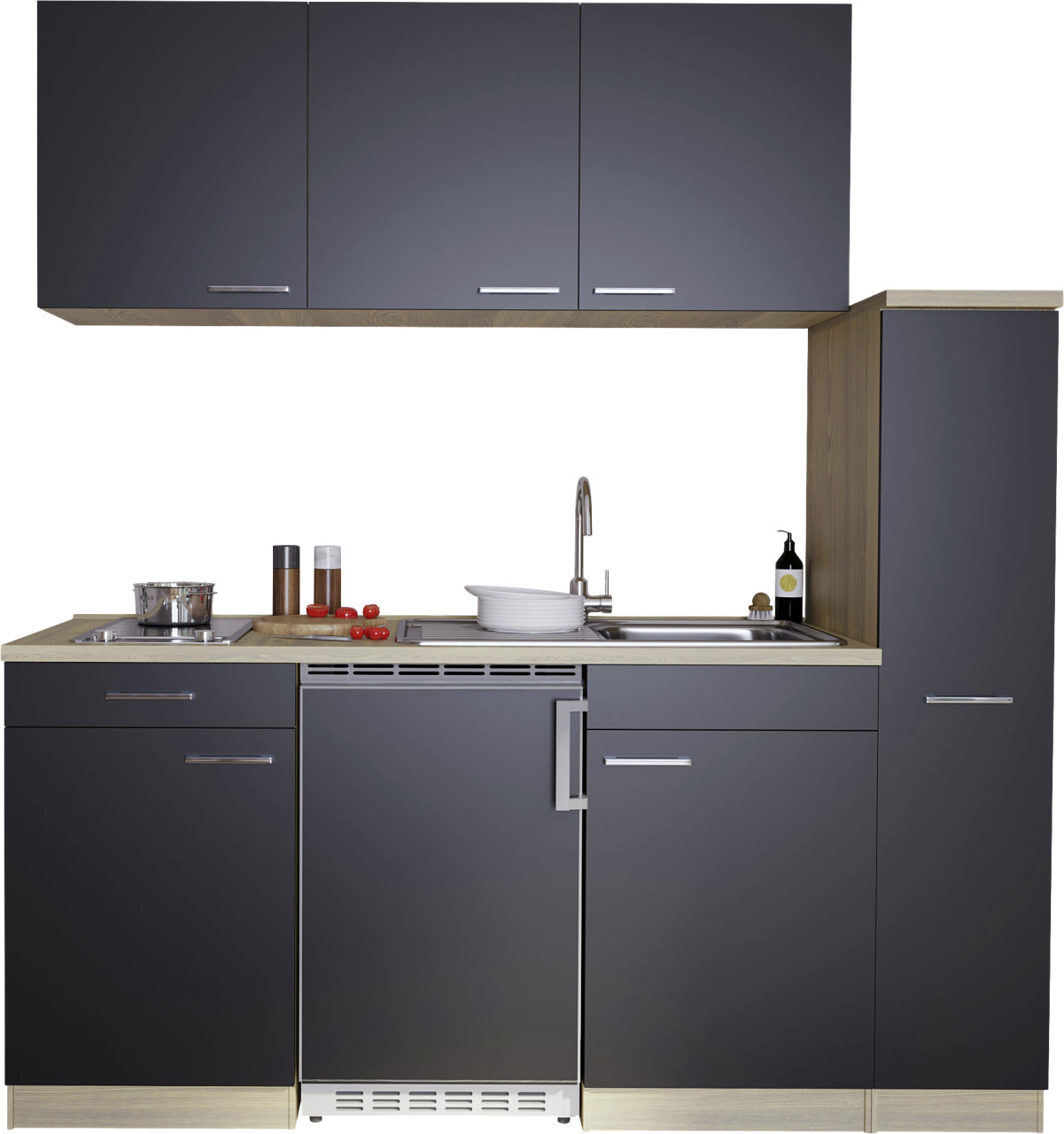 Respekta Economy Küchenblock 180 cm schwarz, Eiche Sonoma, KB180ESSC von Respekta