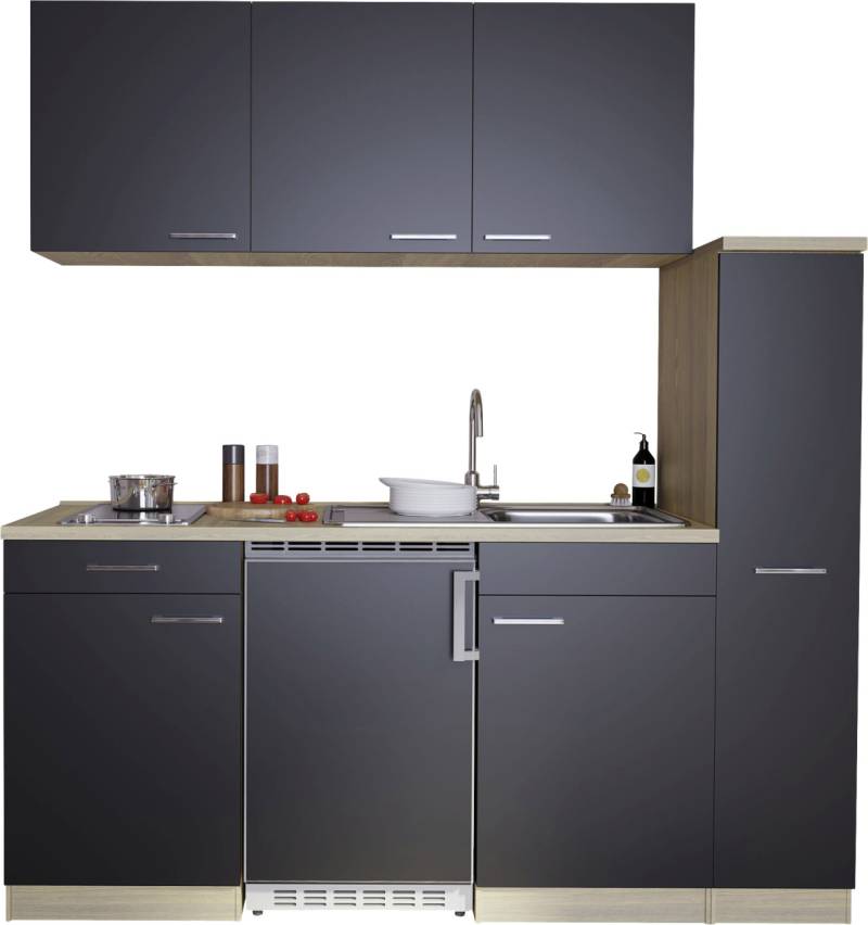 Respekta Economy Küchenblock 180 cm schwarz, Eiche Sonoma, KB180ESSC von Respekta