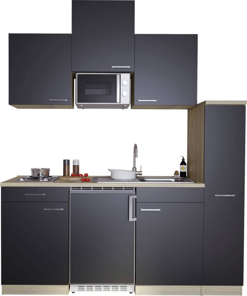 Respekta Economy Küchenblock 180 cm schwarz, Eiche Sonoma, KB180ESSMI von Respekta