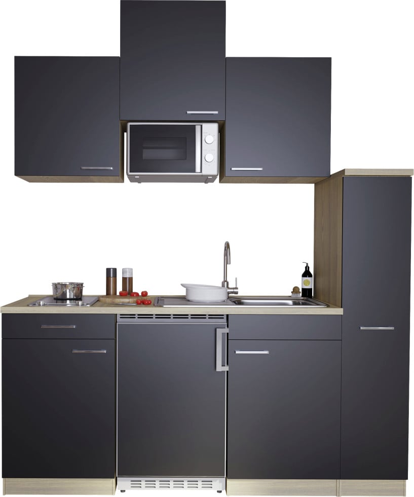 Respekta Economy Küchenblock 180 cm schwarz, Eiche Sonoma, KB180ESSMIC von Respekta