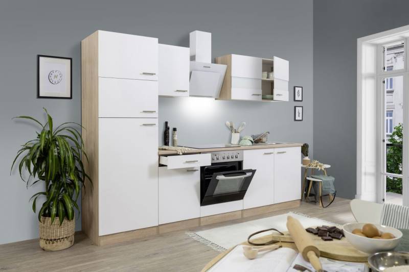 Respekta Economy Küchenblock 270 cm weiß, Eiche Sonoma, KB270ESWCGKE von Respekta