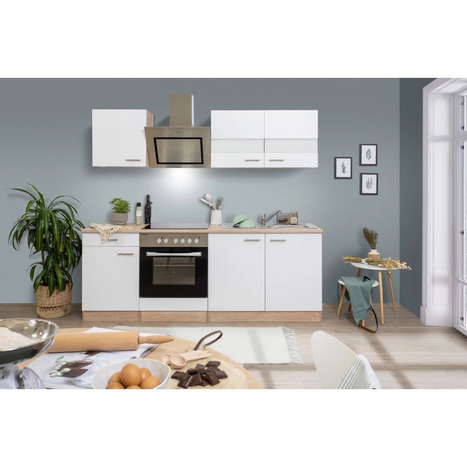 Respekta Economy Küchenzeile KB210ESWSC 210 cm Weiß-Eiche Sägerau Glänzend Respekta Economy Küchenzeile KB210ESWSC 210 cm Weiß-Eiche Sägerau Glänzend von Respekta