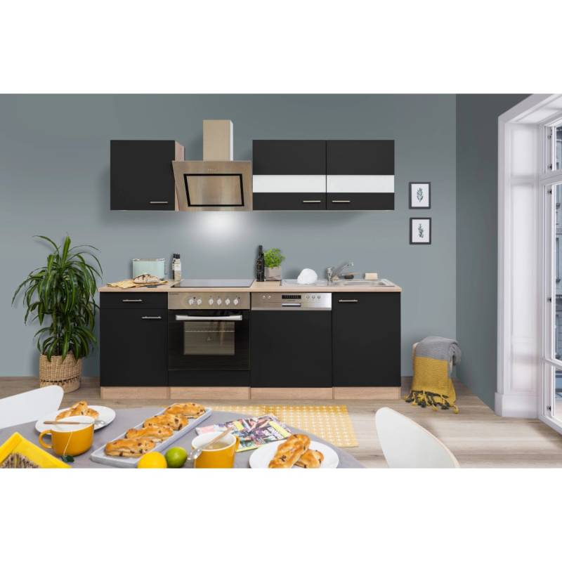 Respekta Economy Küchenzeile KB220ESSSC 220 cm Schwarz-Eiche Sägerau Glänzend Respekta Economy Küchenzeile KB220ESSSC 220 cm Schwarz-Eiche Sägerau Glänzend von Respekta