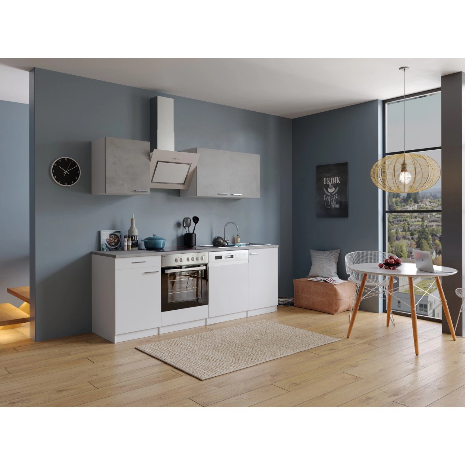 Respekta Economy Küchenzeile KB220WWBSC 220 cm Weiß-Beton Optik Respekta Economy Küchenzeile KB220WWBSC 220 cm Weiß-Beton Optik von Respekta