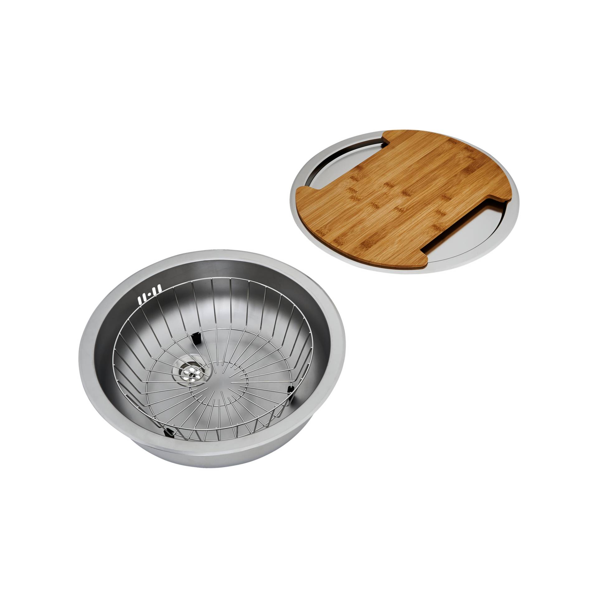 Respekta Einbauspülen-Set 'Oregon' Edelstahl Ø 45 cm mit Schneidebrett, Korb Respekta Einbauspülen-Set 'Oregon' Edelstahl Ø 45 cm mit Schneidebrett, Korb von Respekta