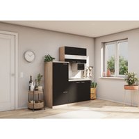 Küche Miniküche Single Eiche Schwarz Kühlschrank Luis 160 cm Respekta von Respekta