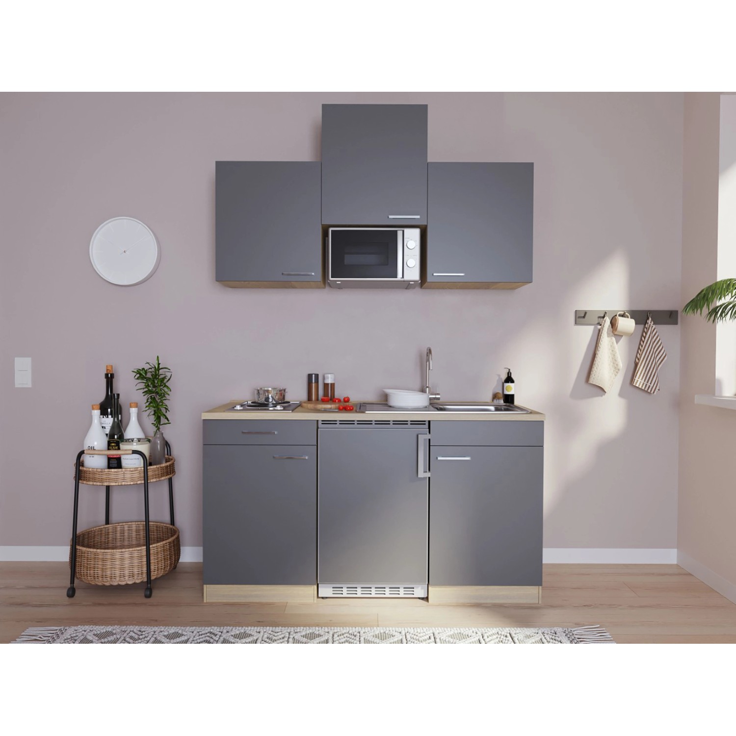 Respekta Küchenzeile KB150WGMI 150 cm Grau-Weiß Glänzend Respekta Küchenzeile KB150WGMI 150 cm Grau-Weiß Glänzend von Respekta