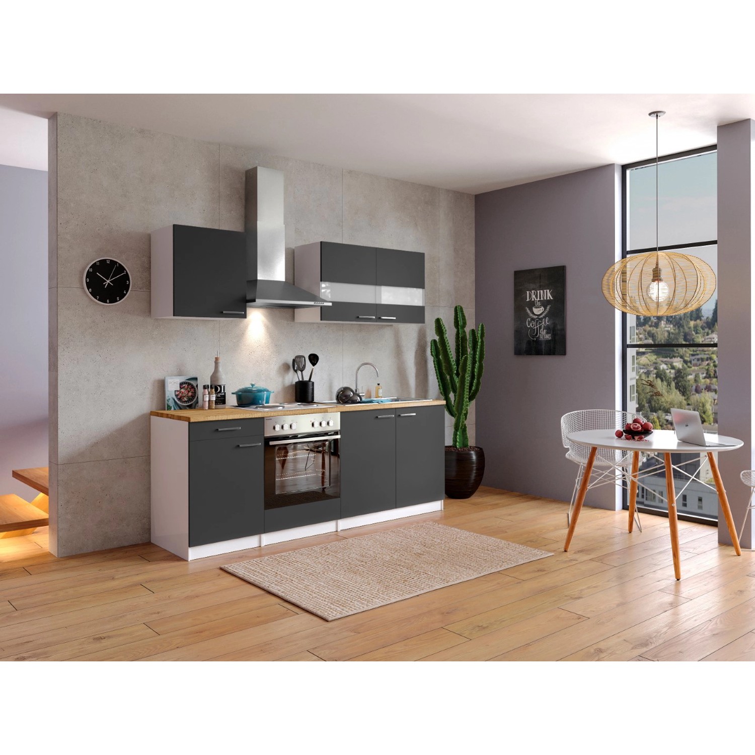 Respekta Küchenzeile KB210WG 210 cm Grau-Weiß Respekta Küchenzeile KB210WG 210 cm Grau-Weiß von Respekta