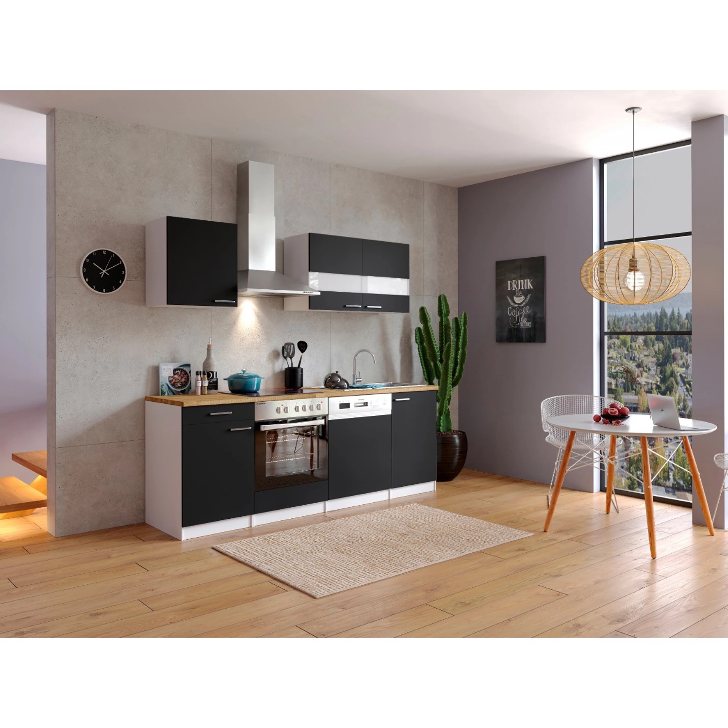 Respekta Küchenzeile KB220WSC 220 cm Schwarz-Weiß Respekta Küchenzeile KB220WSC 220 cm Schwarz-Weiß von Respekta