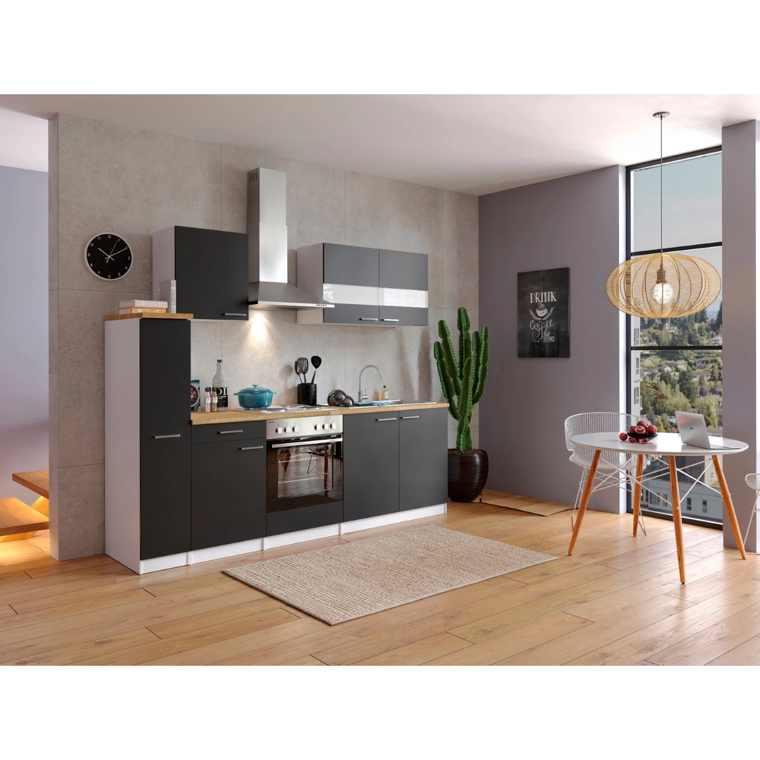 Respekta Küchenzeile KB240WS 240 cm Schwarz-Weiß Respekta Küchenzeile KB240WS 240 cm Schwarz-Weiß von Respekta