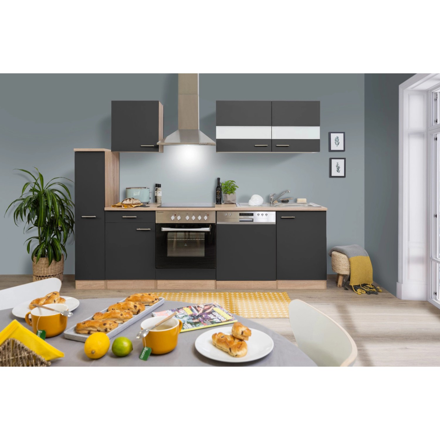 Respekta Küchenzeile KB250ESGC 250 cm Grau-Eiche Glänzend Respekta Küchenzeile KB250ESGC 250 cm Grau-Eiche Glänzend von Respekta