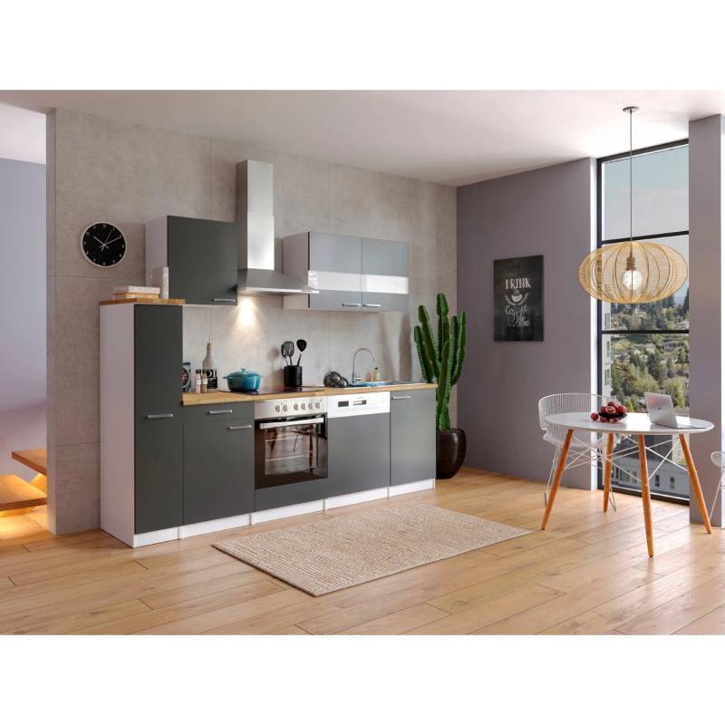 Respekta Küchenzeile KB250WGC 250 cm Grau-Weiß von Respekta