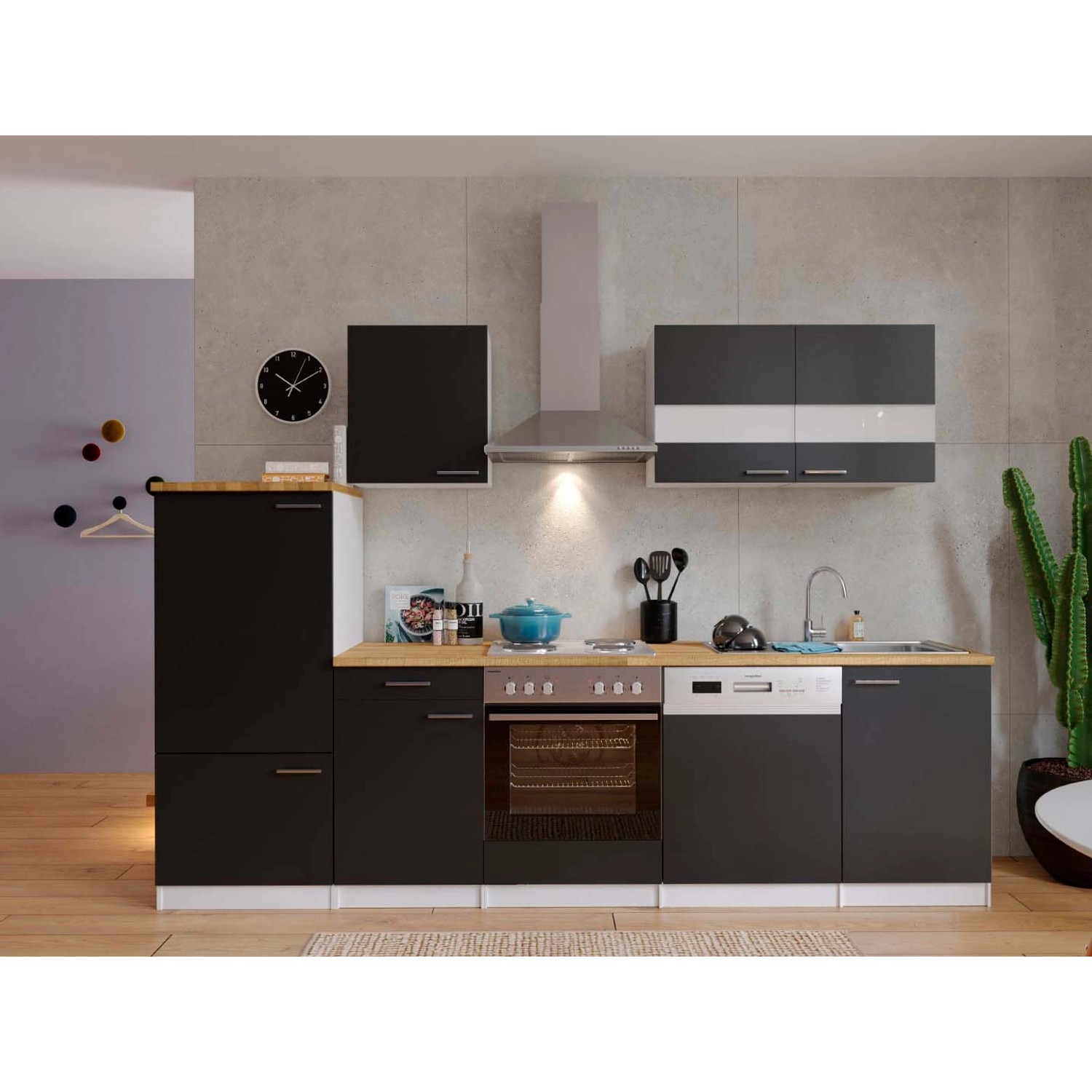 Respekta Küchenzeile KB280WS 280 cm Schwarz-Weiß Respekta Küchenzeile KB280WS 280 cm Schwarz-Weiß von Respekta