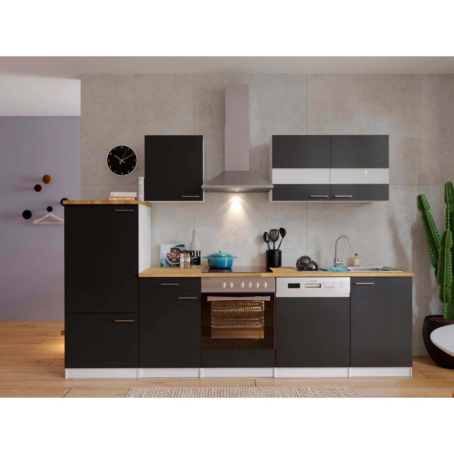 Respekta Küchenzeile KB280WSC 280 cm Schwarz-Weiß Respekta Küchenzeile KB280WSC 280 cm Schwarz-Weiß von Respekta