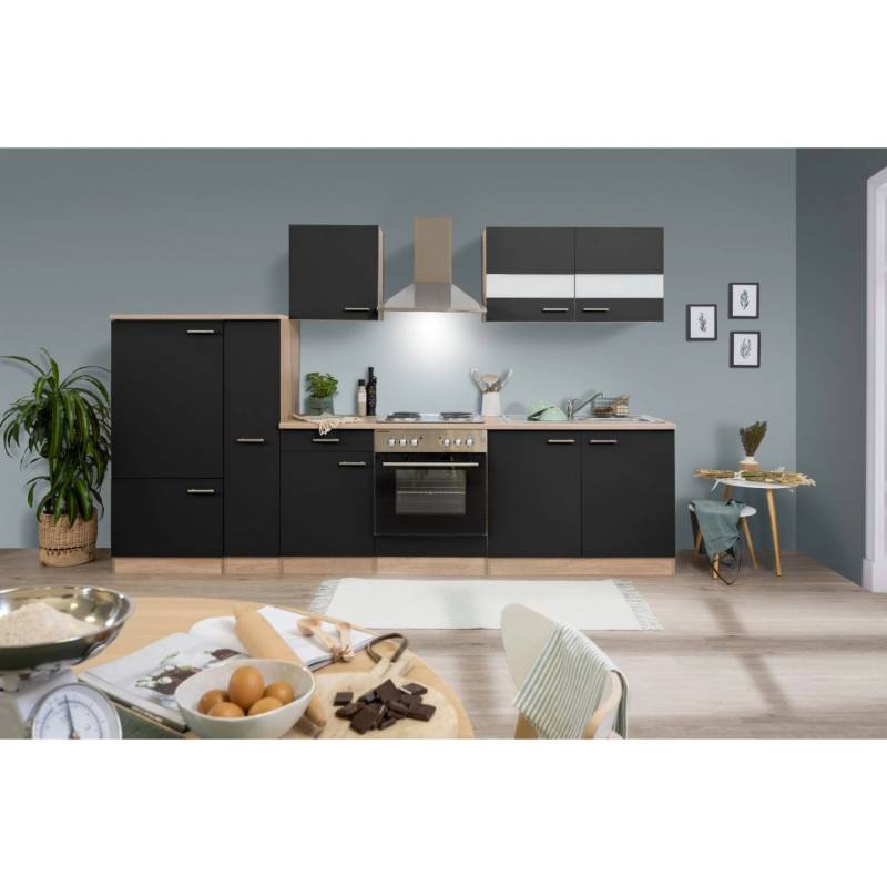 Respekta Küchenzeile KB300ESS 300 cm Schwarz-Eiche Sägerau Nachbildung Respekta Küchenzeile KB300ESS 300 cm Schwarz-Eiche Sägerau Nachbildung von Respekta