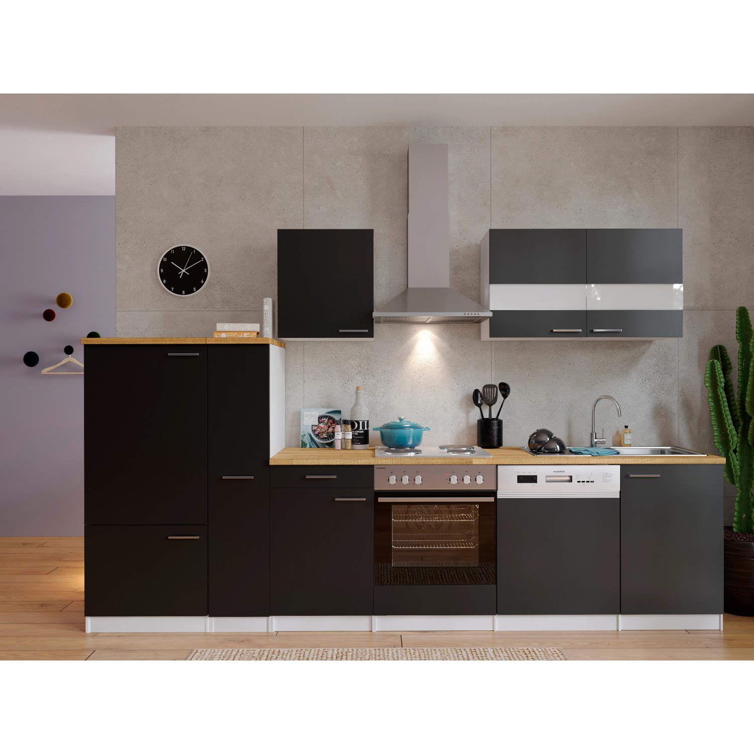 Respekta Küchenzeile KB310WS 310 cm Schwarz-Weiß Respekta Küchenzeile KB310WS 310 cm Schwarz-Weiß von Respekta