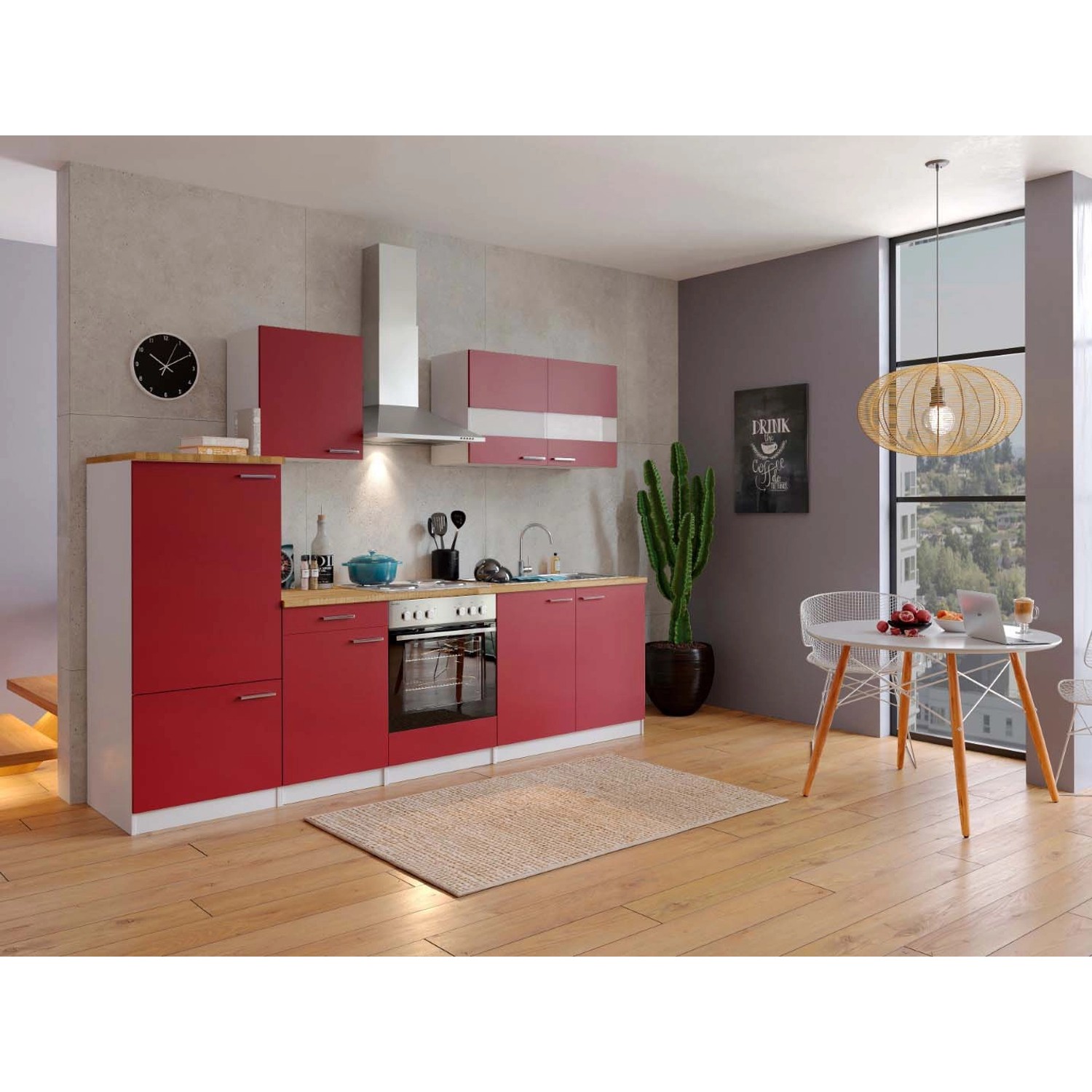 Respekta Küchenzeile ohne E-Geräte 270 cm Rot-Weiß von Respekta