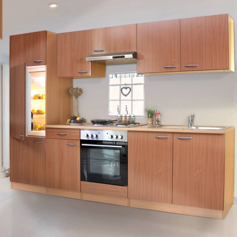 Respekta Küchenzeile ohne E-Geräte und Arbeitsplatte KLB270BBOA 270 cm Buche NB von Respekta