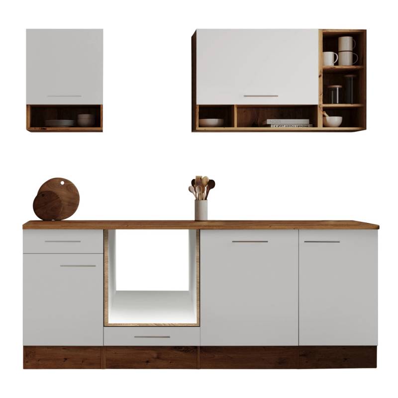 Respekta Küchenzeile Hilde LBBEKB220EWC ohne E-Geräte 220 cm Weiß von Respekta
