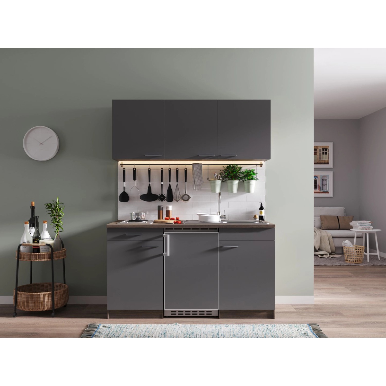 Respekta Küchenzeile KB150EYG 150 cm Grau-Eiche York Nachbildung Respekta Küchenzeile KB150EYG 150 cm Grau-Eiche York Nachbildung von Respekta