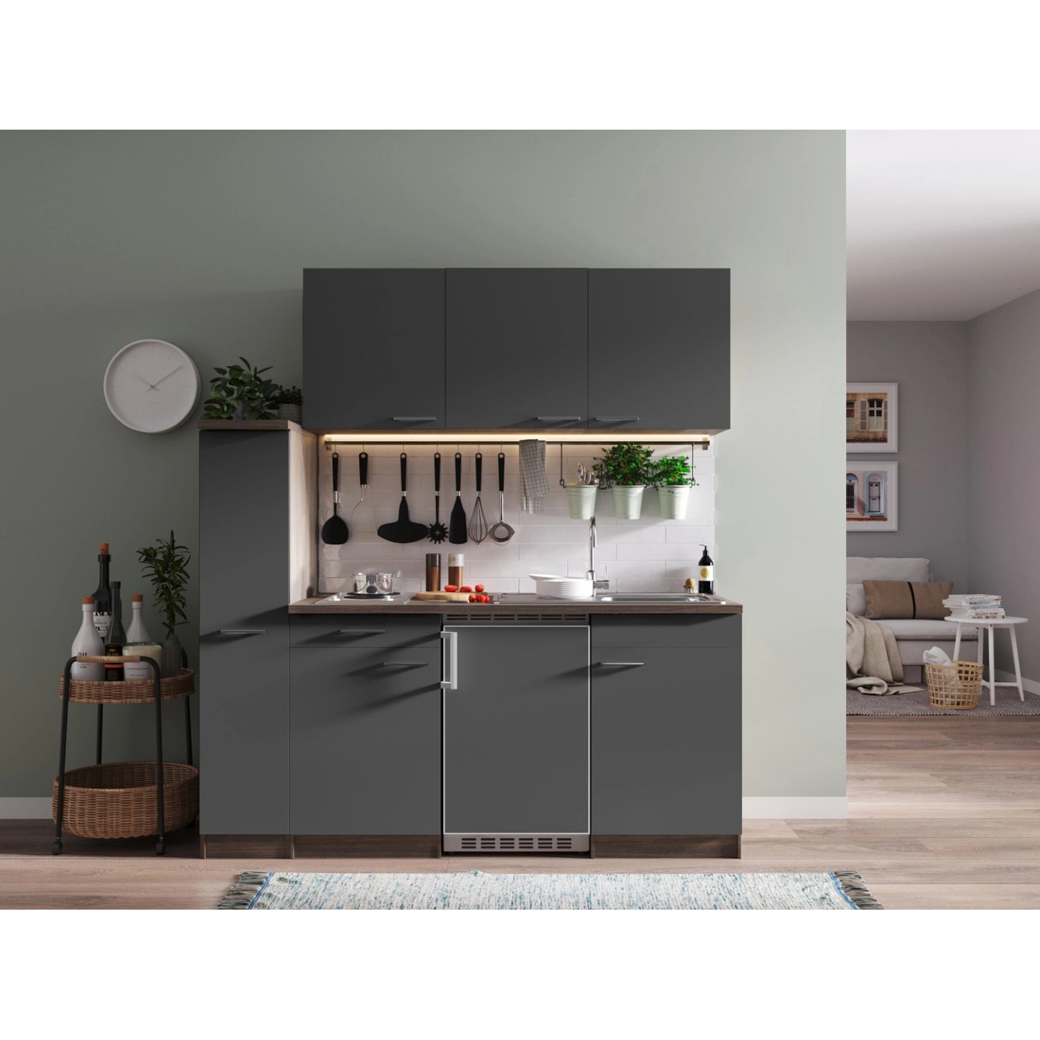 Respekta Küchenzeile KB180EYG 180 cm Grau-Eiche York Nachbildung Respekta Küchenzeile KB180EYG 180 cm Grau-Eiche York Nachbildung von Respekta