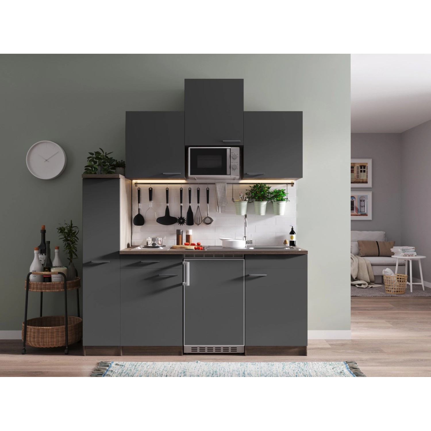 Respekta Küchenzeile KB180EYGMI 180 cm Grau-Eiche York Nachbildung Respekta Küchenzeile KB180EYGMI 180 cm Grau-Eiche York Nachbildung von Respekta