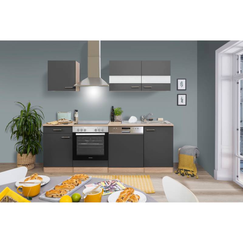 Respekta Küchenzeile 'Merle' mit E-Geräten KB220ESGC grau/eichefarben 220 cm Respekta Küchenzeile 'Merle' mit E-Geräten KB220ESGC grau/eichefarben 220 cm von Respekta