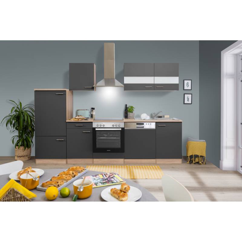 Respekta Küchenzeile 'Merle' mit E-Geräten KB280ESGC grau/eichefarben 280 cm Respekta Küchenzeile 'Merle' mit E-Geräten KB280ESGC grau/eichefarben 280 cm von Respekta