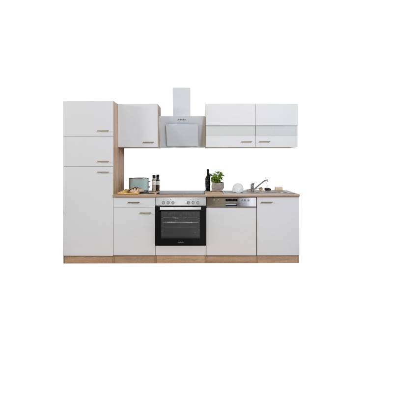 Respekta Küchenzeile 'Merle' mit E-Geräten KB280ESWCGKE weiß/eichefarben 280 cm von Respekta