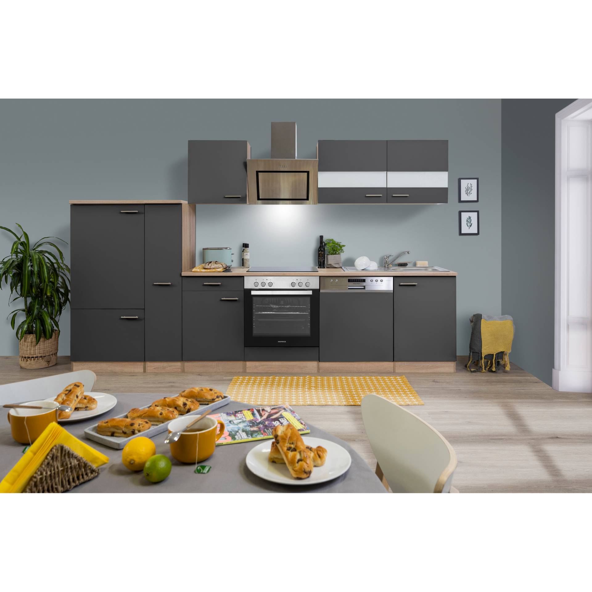 Respekta Küchenzeile 'Merle' mit E-Geräten KB310ESGSC grau/eichefarben 310 cm Respekta Küchenzeile 'Merle' mit E-Geräten KB310ESGSC grau/eichefarben 310 cm von Respekta