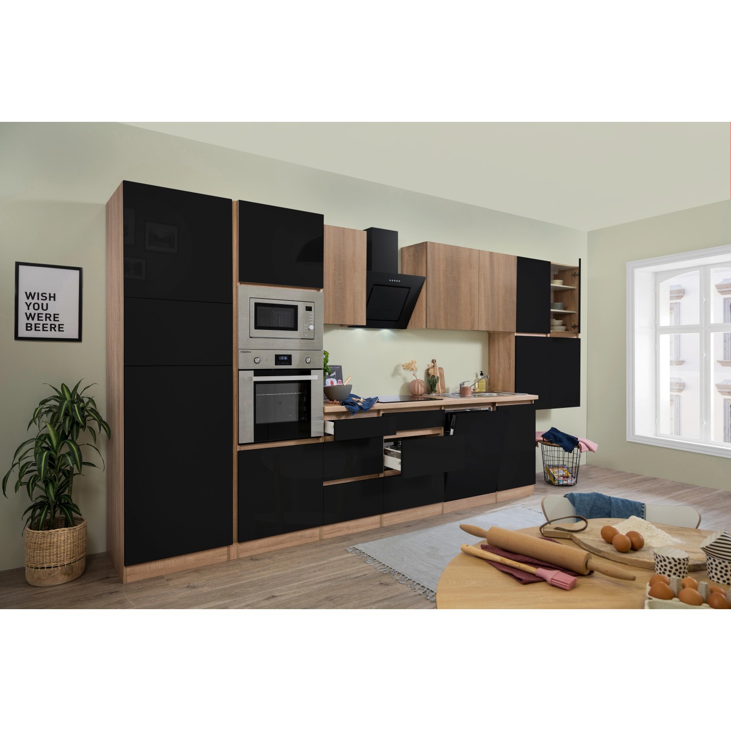 Respekta Premium Küchenzeile GLRP445HESSGKEOES Grifflos 445 cm Schwarz Eiche NB Respekta Premium Küchenzeile GLRP445HESSGKEOES Grifflos 445 cm Schwarz Eiche NB von Respekta