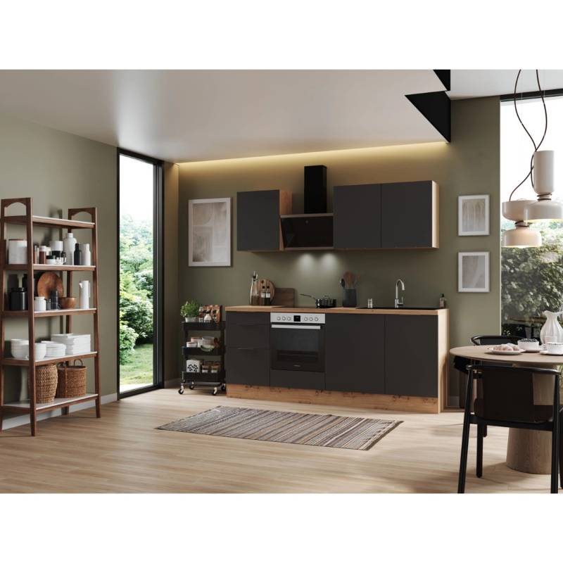Respekta Selection Küchenzeile Elisabeth RS220AGH 220 cm Grau-Artisan Eiche Nb. von Respekta