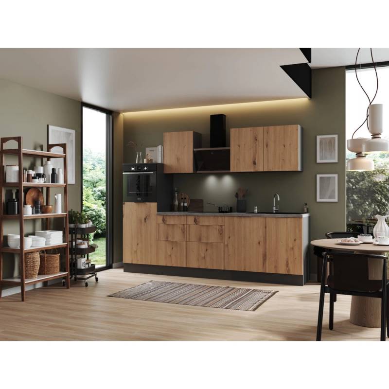 Respekta Selection Küchenzeile Elisabeth RS280HGAH 280 cm Artisan Eiche Nb.-Grau von Respekta
